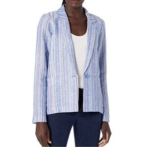 NEW PARKER BLUE STRIPED LINEN BLAZER